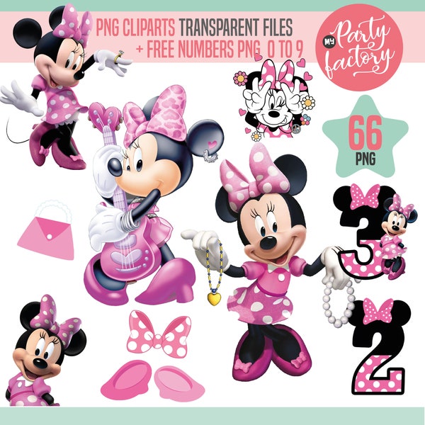 Minnie PNG cliparts, Minnie Boutique, Printable cliparts png, png transparent files, bow dots pink, Minnie number png, pink