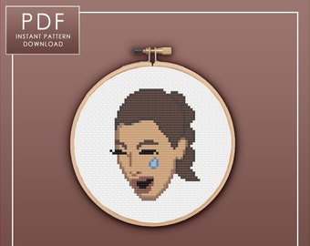 Kim Kardashian Crying Meme / Cross Stitch Template Pattern  (PDF Download)