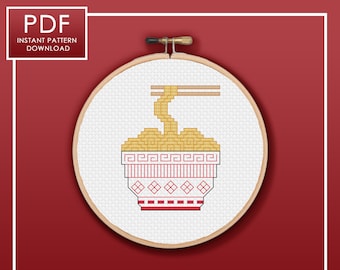 Cute Ramen Bowl / Cross Stitch Template Pattern  (PDF Download) (PDF Download)