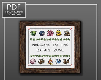 PDF ONLY Pokemon Safari Zone Modern Subversive Cross Stitch Template Pattern Instant PDF Download