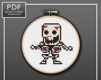 PDF ONLY Cute Lil' Halloween Skeleton Modern Cross Stitch Template Pattern Instant PDF Download