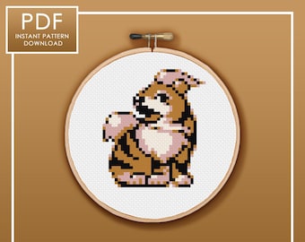 PDF ONLY Vintage Growlithe Pokemon Cross Stitch Template Pattern Instant PDF Download