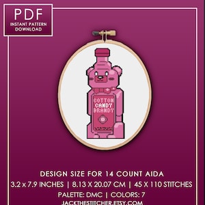 PDF ONLY Cotton Candy Brandy Modern Subversive Cross Stitch Template Pattern Instant PDF Download