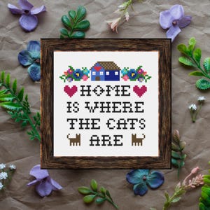 Home is Where the Cats Are / Home Sweet Home / Cross Stitch Template Pattern  (PDF Download)
