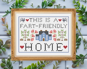 This is a Fart Friendly Home / Vintage Style Sampler / Cross Stitch Template Pattern (PDF Download)