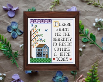 Please Grant Me the Serenity / Subversive Cross Stitch Pattern / Mature Content (PDF Download)