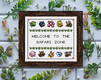 Pokemon Welcome to the Safari Zone / Home Sweet Home / Cross Stitch Template Pattern (PDF Download)