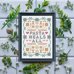 PDF ONLY Pasta Heals All Modern Subversive Cross Stitch Template Pattern Instant PDF Download