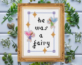 He Was A Fairy / Mini Funny Fast Vine Meme Gift Idea / Cross Stitch Template Pattern (PDF Download)