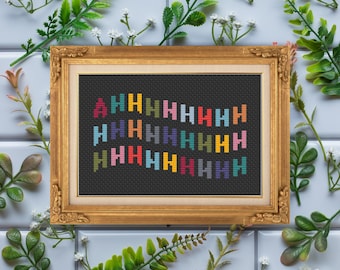 AHHHHH / Funny Easy Small / Cross Stitch Template Pattern (PDF Download)