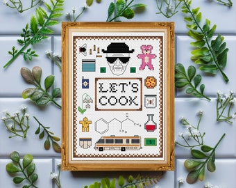 PDF ONLY Let's Cook Breaking Bad Modern Subversive Cross Stitch Template Pattern Instant PDF Download