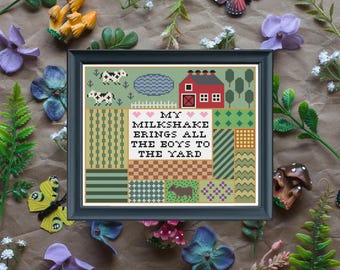 My Milkshake Cross Stitch Pattern / Modern Subversive Design (PDF Download)
