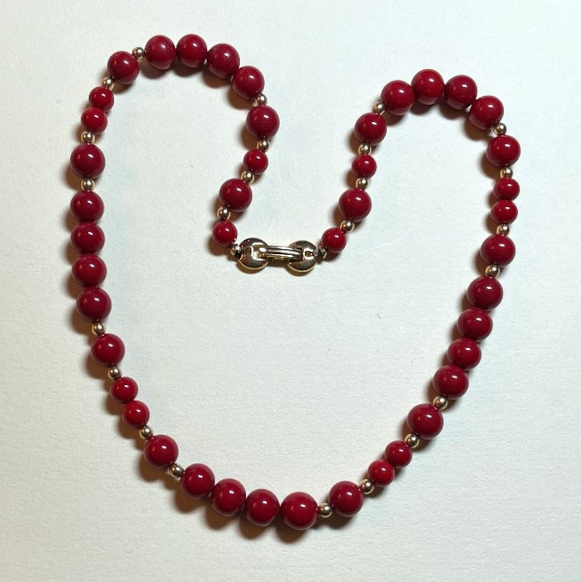 Vintage Red Bead Necklace From Trifari 16 Inches Long Red Etsy