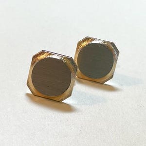 Vintage two toned cufflinks, goldtone metal with silvertone center, vintage mens accessories, gold cufflinks  ME5286