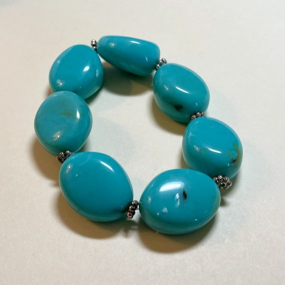 Vintage Avon bracelet, Turquoise Color Nugget Str… - image 1