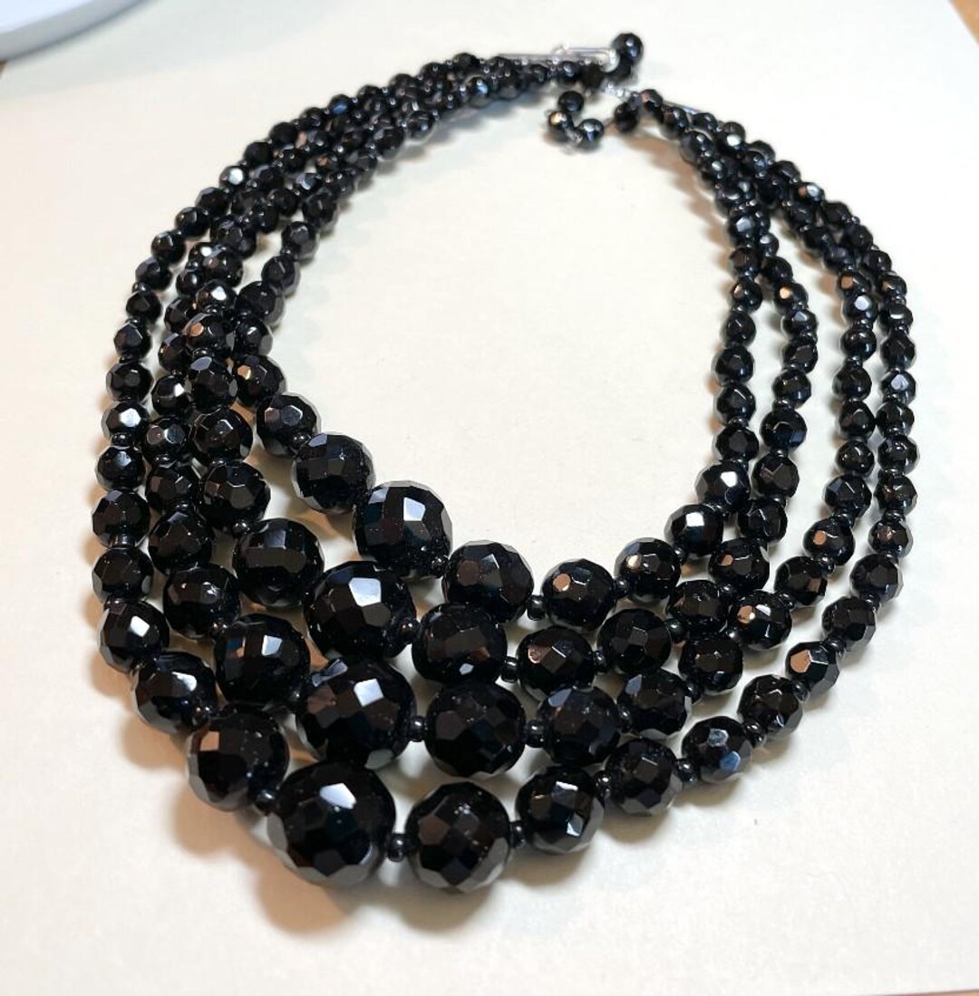 Fuji Bead Necklace, Black