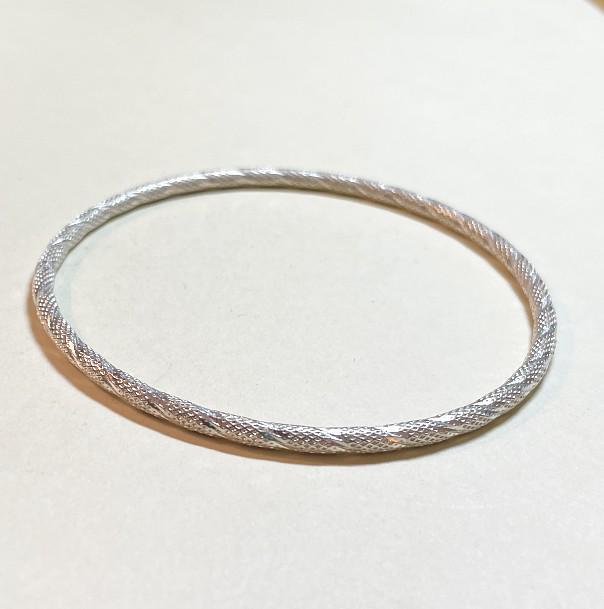 Vintage Sterling Silver Bangle, 8 Inches, Twisted Diamond Cut