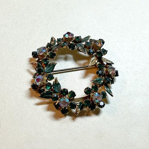 Green Rhinestone Pin - Etsy
