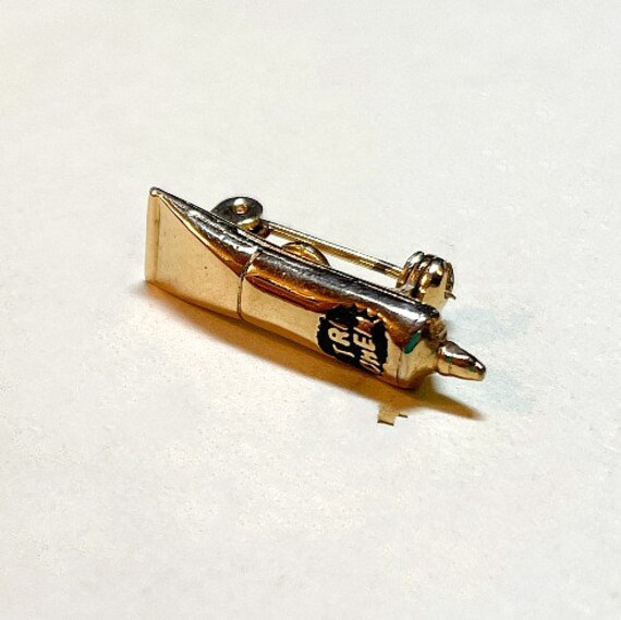 Vintage little business Tri-Chem pin, goldtone wi… - image 3