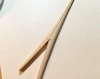 Vintage Victorian glove stretcher, white carved bone material, spring works fine, 7 inches long, circa 1900  MID9213