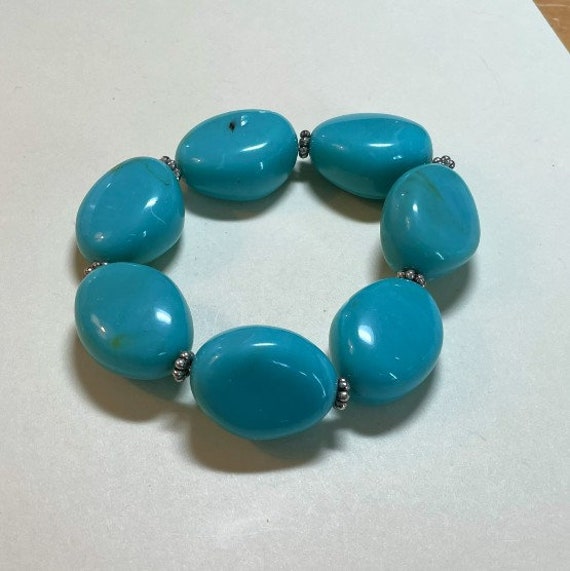 Vintage Avon bracelet, Turquoise Color Nugget Str… - image 2