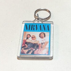 Vintage Nirvana keychain, plastic with rock band photo, split ring  MI3231