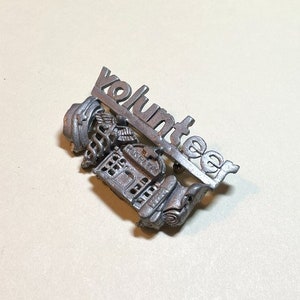 Vintage Hospital Volunteer brooch from Ultra Craft, dark silvertone metal, Hospital Volunteer pin, 1980s  P1236