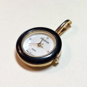 Vintage JOAN RIVERS Classic Gold Tone Black Pendant Pocket WATCH Joan Rivers Classics Collection Gold Tone Watch Necklace  main image 4