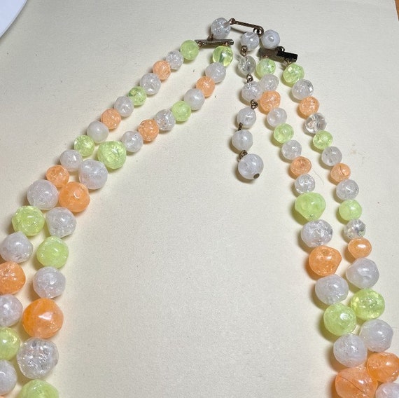 SALE Vintage bright plastic bead necklace, two st… - image 4