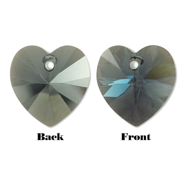 Swarovski pendant, Heart, 14mm, quantity two, Denim Blue Satin, 6228, Swarovski crystal, price for 2 pieces, Austrian crystal    6228DB