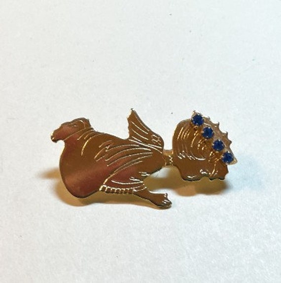 Vintage little praying angel pin with dark blue r… - image 2