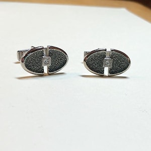 Vintage midcentury cufflinks, silvertone metal, clear rhinestones, classic cufflinks, patent 2974381, 1960s  ME11277