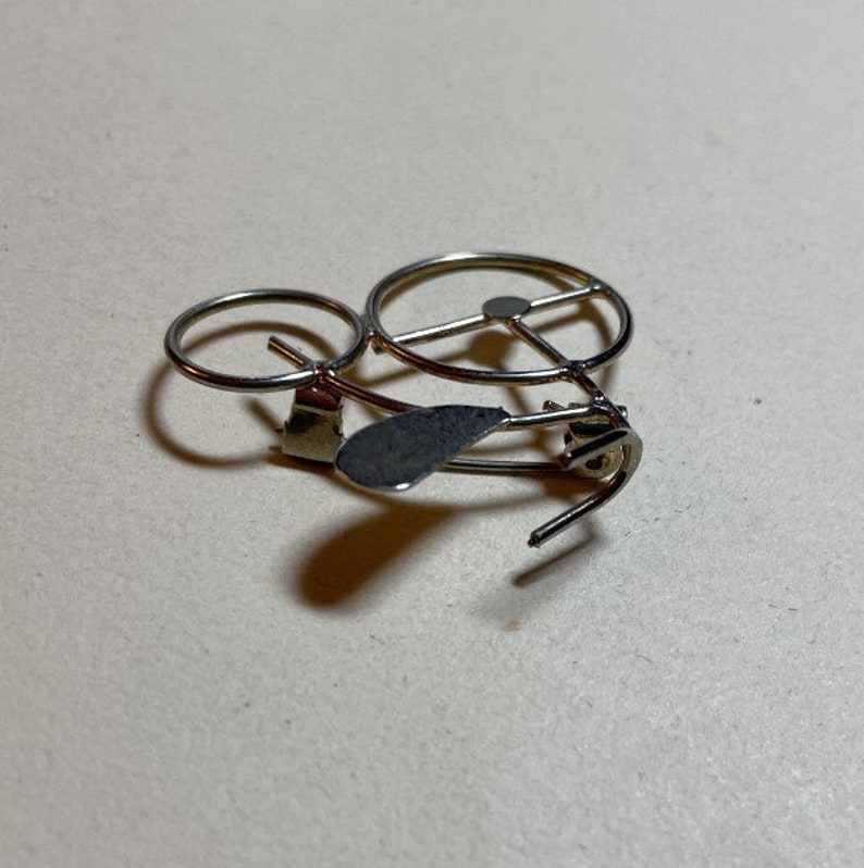 tricycle brooch tricycle pin bike brooch modern design Vintage bicycle brooch bicycle pin bike pin silvertone metal