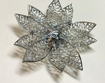Vintage Statement Flower Brooch From Emmons, Silvertone