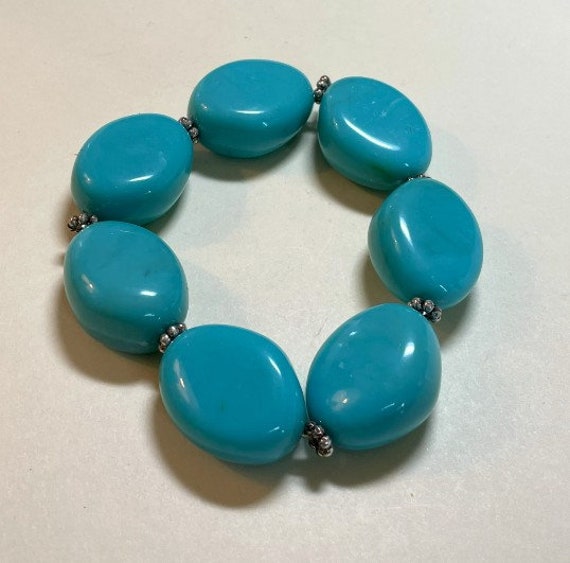 Vintage Avon bracelet, Turquoise Color Nugget Str… - image 4