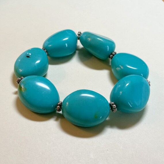 Vintage Avon bracelet, Turquoise Color Nugget Str… - image 3
