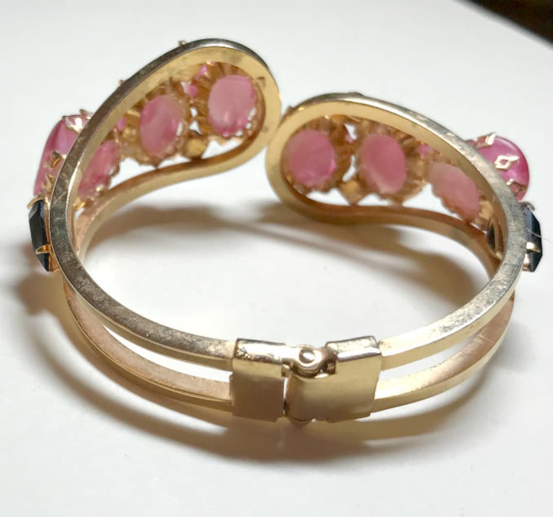 Vintage Juliana clamper bracelet with matching earrings pink Etsy
