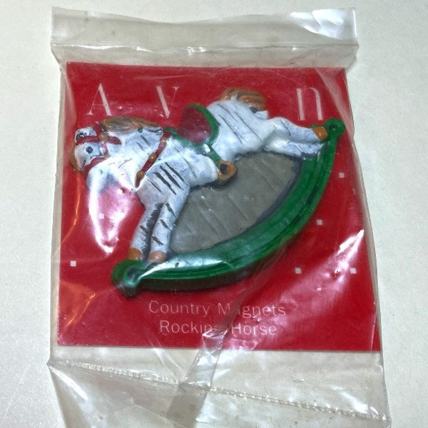 Vintage Avon The Gift Collection Country Magnets Rocking Horse, new in package, Avon Christmas Magnet, 1980s  A10710