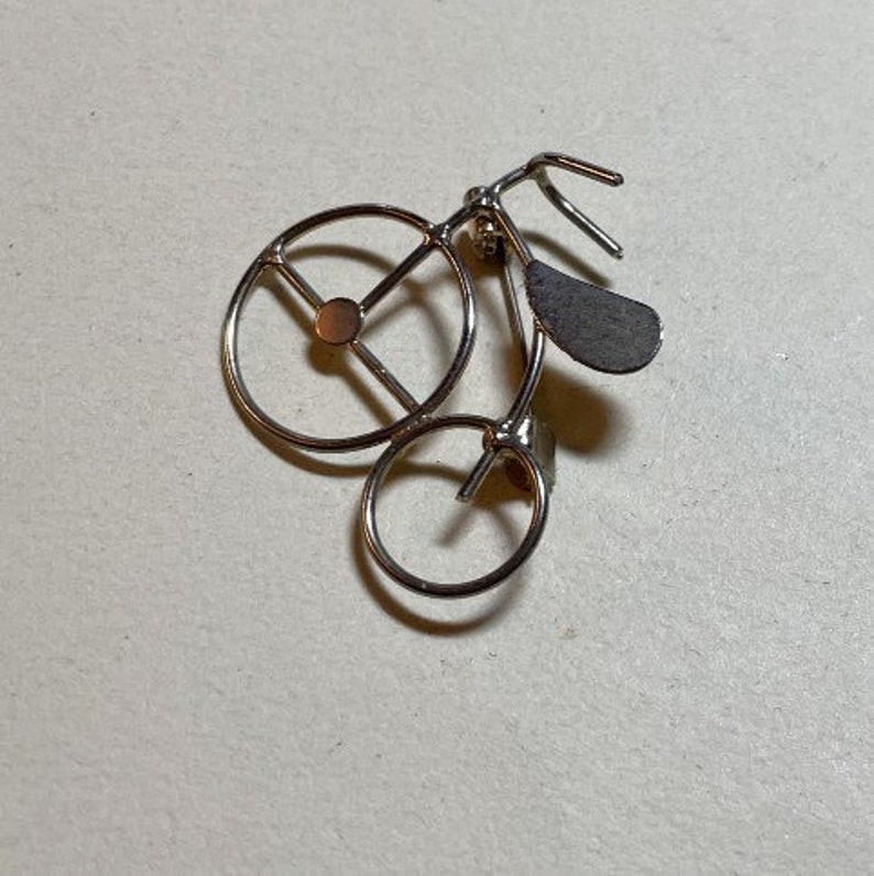 tricycle brooch tricycle pin bike brooch modern design Vintage bicycle brooch bicycle pin bike pin silvertone metal