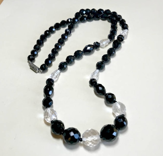 Vintage faceted glass bead necklace, 26 inches, c… - image 2