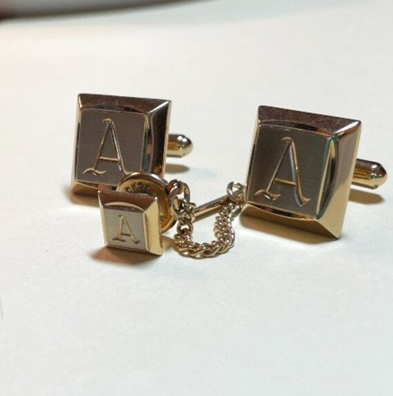 Fermoir à cravate vintage HICKOK USA ton or et argent INITIAL S