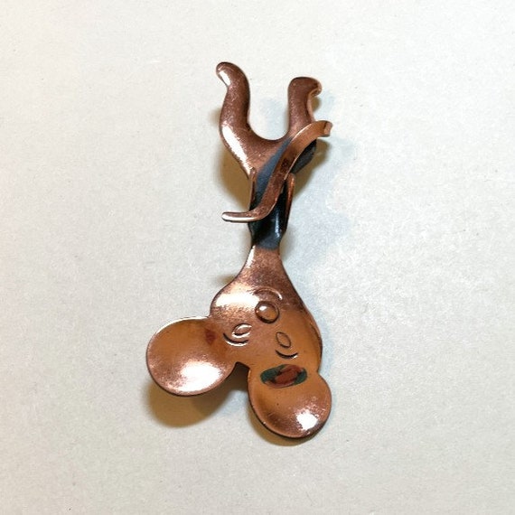 Vintage modern mouse brooch in copper colored met… - image 4