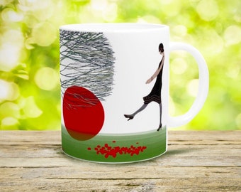 DESIGNER MUG Nature Lover Woman Ceramic Mug Gift Woman Love Nature Housewarming Gift I love Nature Mug gift Green