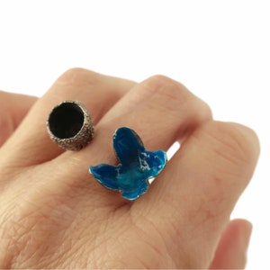 ACORN Butterfly RING Silver Handmade Ring Contemporary jewelry Inspired by Nature Turquoise Whimsical Ring image 3