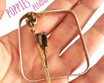 Poppies . pendant | Original HANDMADE Pendant | Silver brass Bronze | inspired to NATURE | modern jewelry | UNIQUE pendant