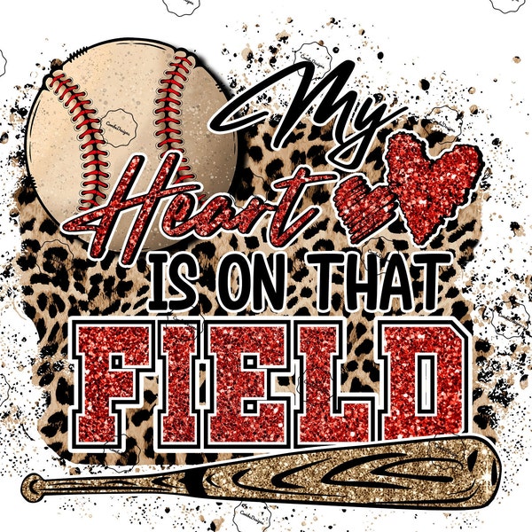 ready to press heat transfer sublimation design / my heart is on that field / baseball mom / mom life / leopard cheetah / animal print