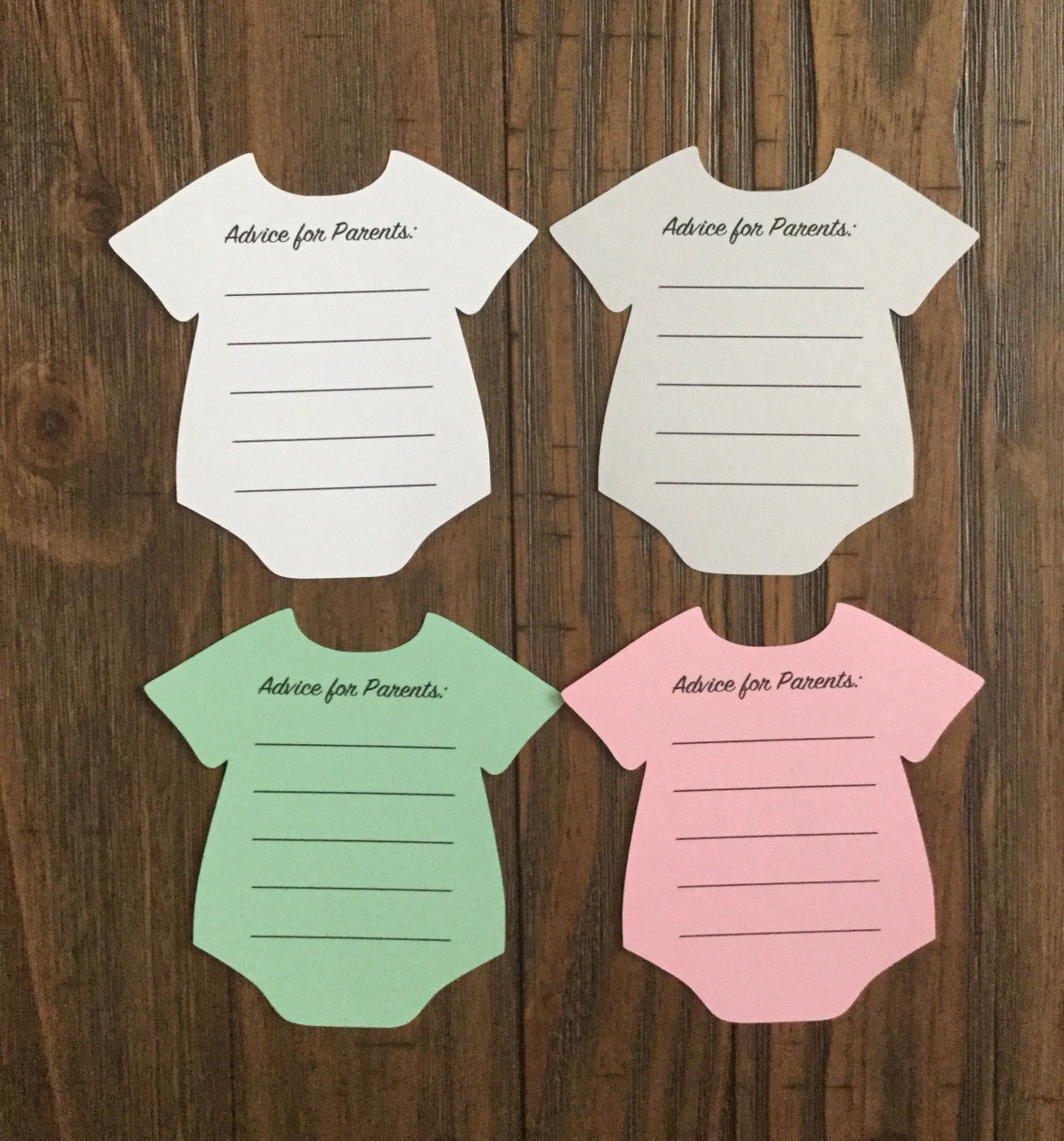Onesie Cutout Advice for the New Parents Baby Shower Advice Etsy