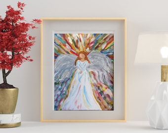 Digital Download Prints, Religious Art, Angel Prints, Digital Angel Painting Prints, Baptism Gift, Printable Artwork, Religious Artwork