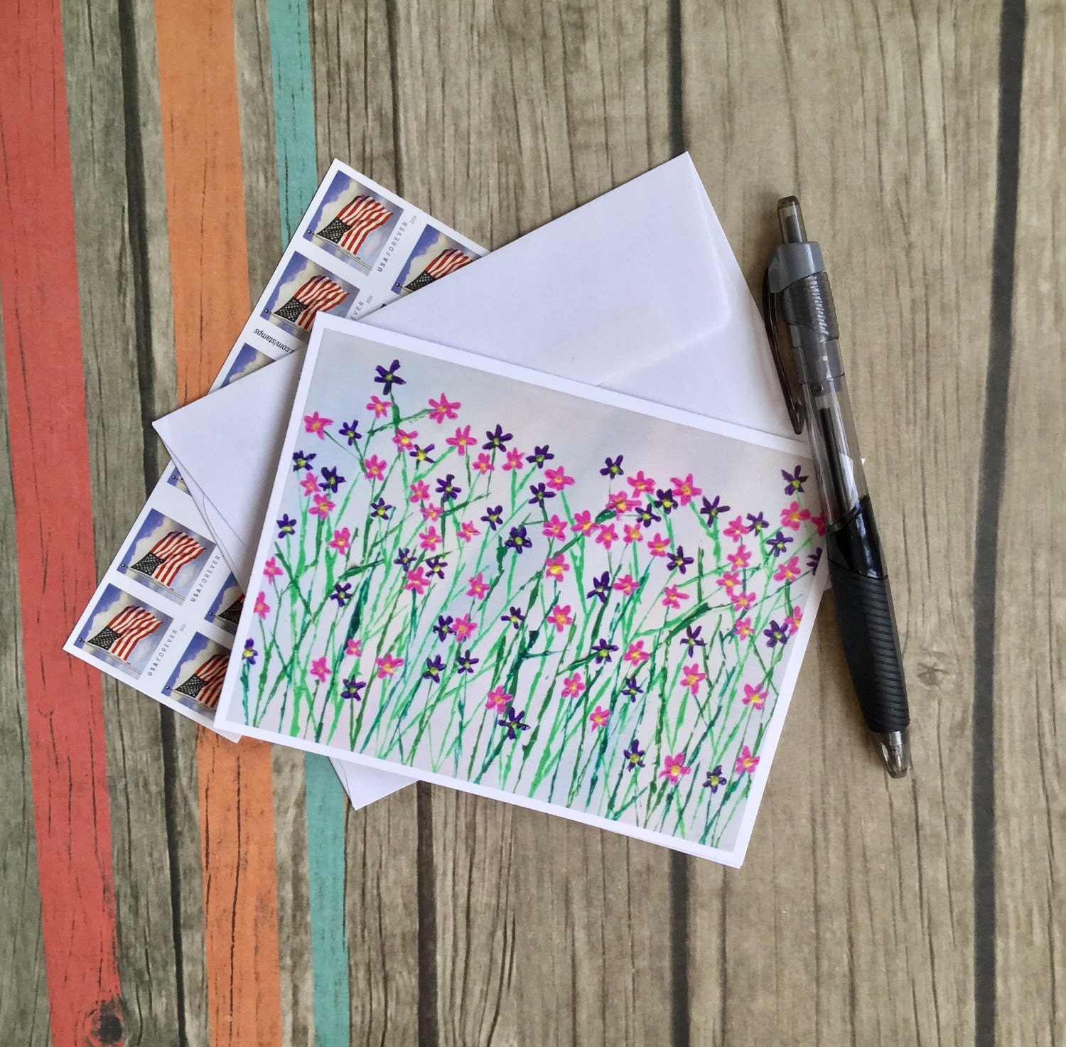Handmade Flower Note Cards Floral Note Card with Envelope Etsy