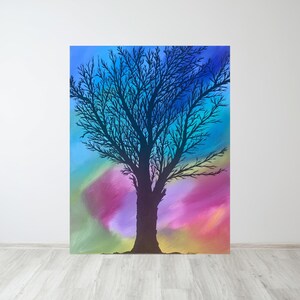 Abstract Tree Painting: Colorful Acrylic Landscape Art (14x18)
